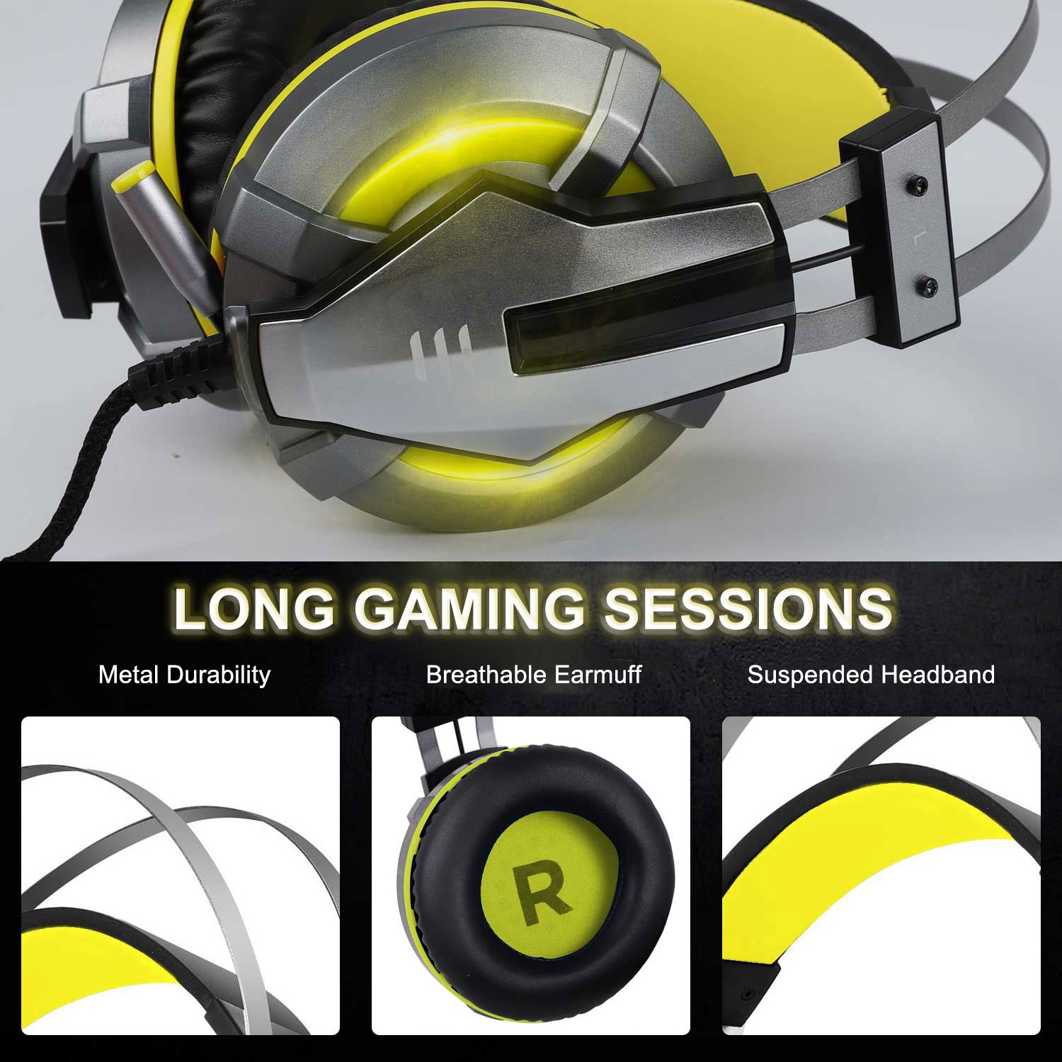 EKSA E800 Gaming Headset with LED light