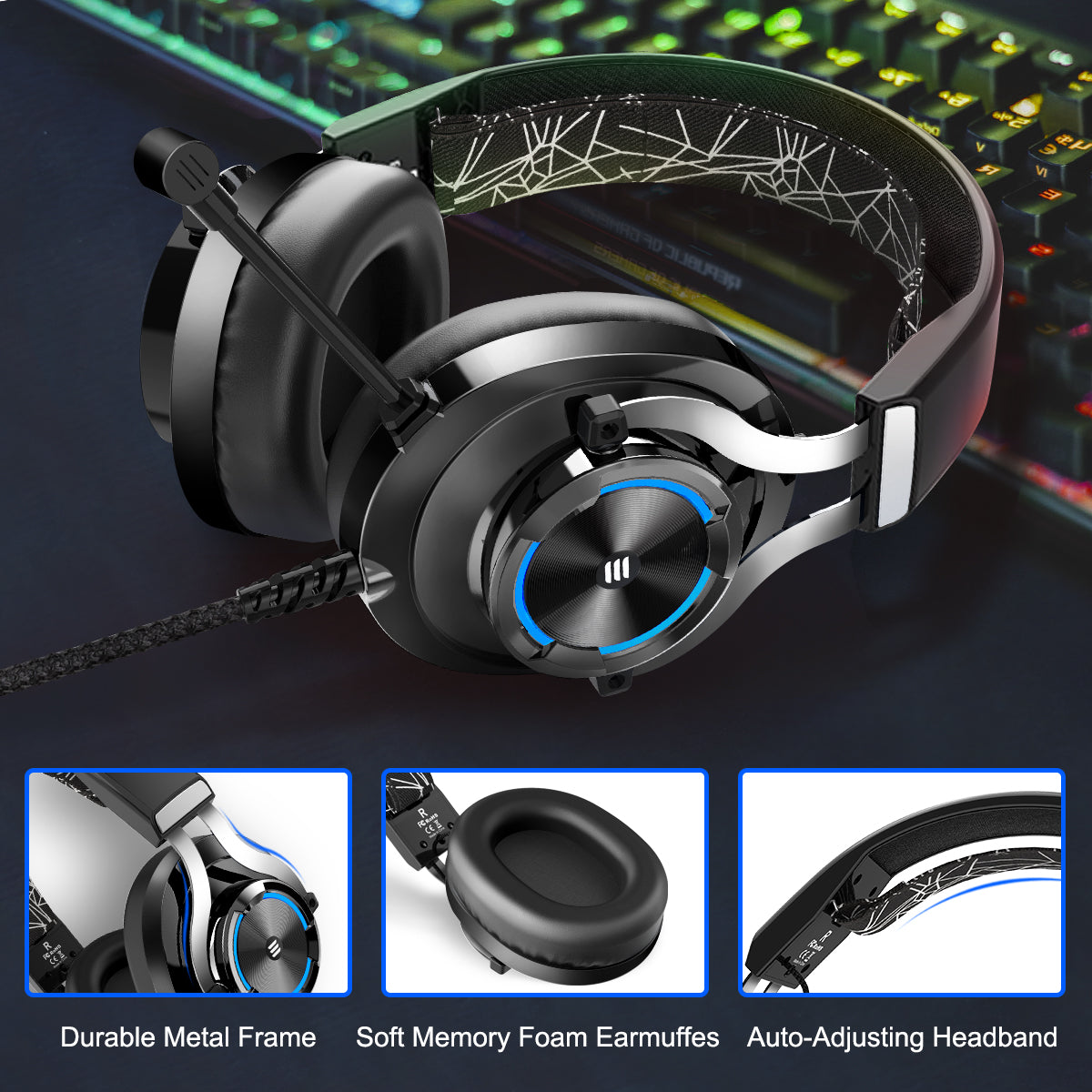 EKSA E3000 Gaming Headset with RGB light