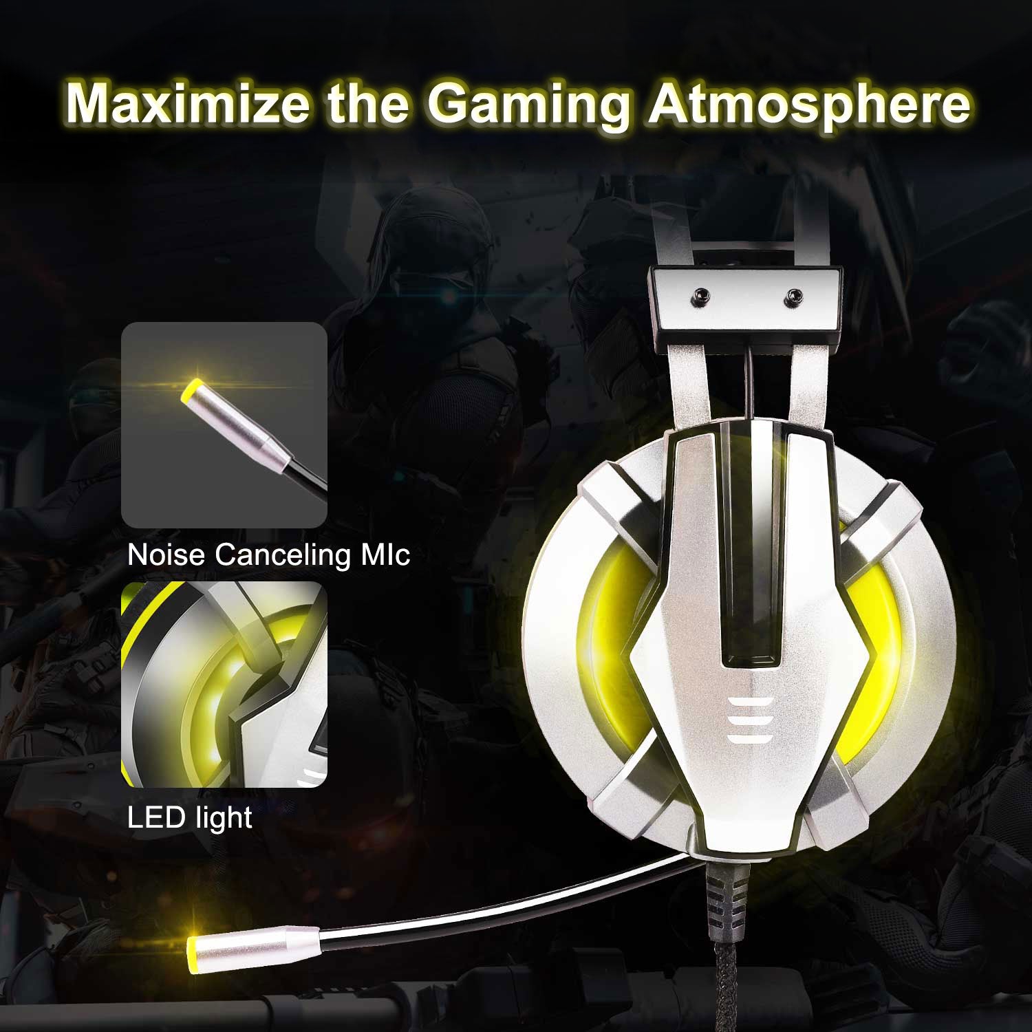 EKSA E800 Gaming Headset with LED light