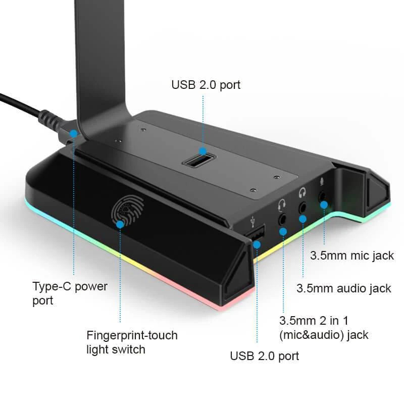 EKSA W1 RGB Headset Stand with 7.1 Virtual Surround Sound