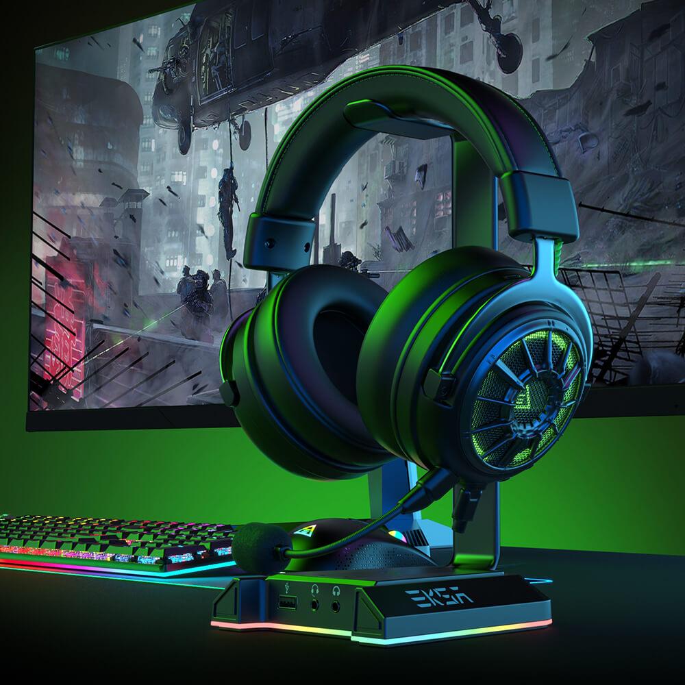 EKSA W1 RGB Headset Stand with 7.1 Virtual Surround Sound